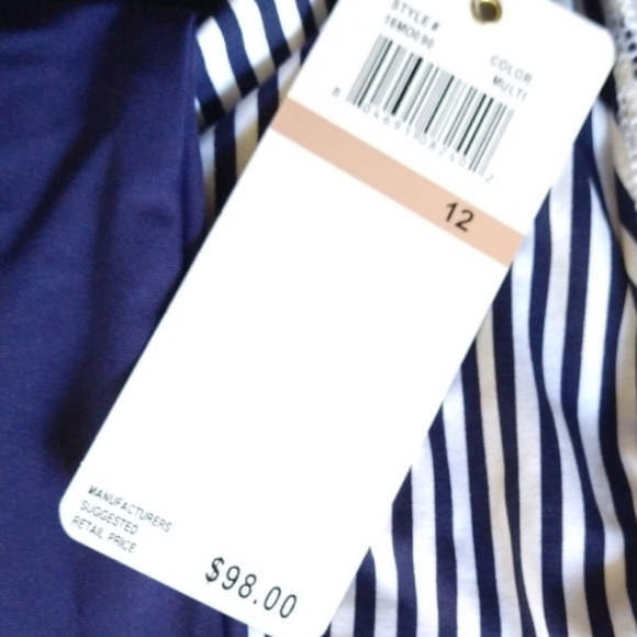 Anne Cole One Piece Swimsuit Navy White Nautical 12 NWT - Picture 2 of 4